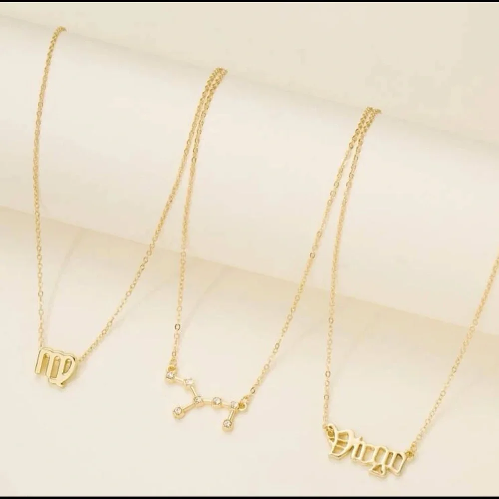 Virgo 3 pieces zodiac gold necklace - Picture 3 of 3